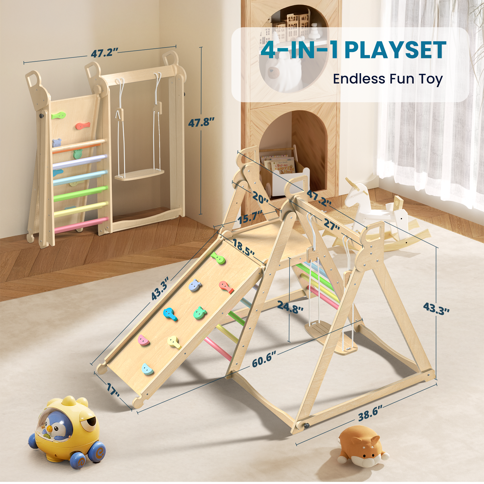 Whoop- BlueWood® Indoor Jungle Gym Playset *Rainbow
